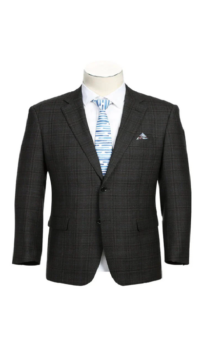Saco vaquero - Western Sport Coat - Western Blazer- Mens Two Button Classic Fit 100% Wool Sport Coat Blazer In Dark Brown Windowpane Plaid