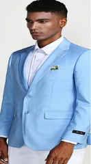 Light Blue Casual Blazer Two Button - Prom - Wedding