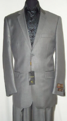 Men'S Designer 2-Button With Sheen Silver Gray Sharkskin Suit