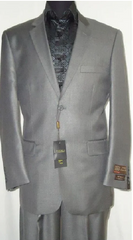 Mens Sharkskin Suits Two Button Suit New Edition Shiny Sharkskin Silver Gray