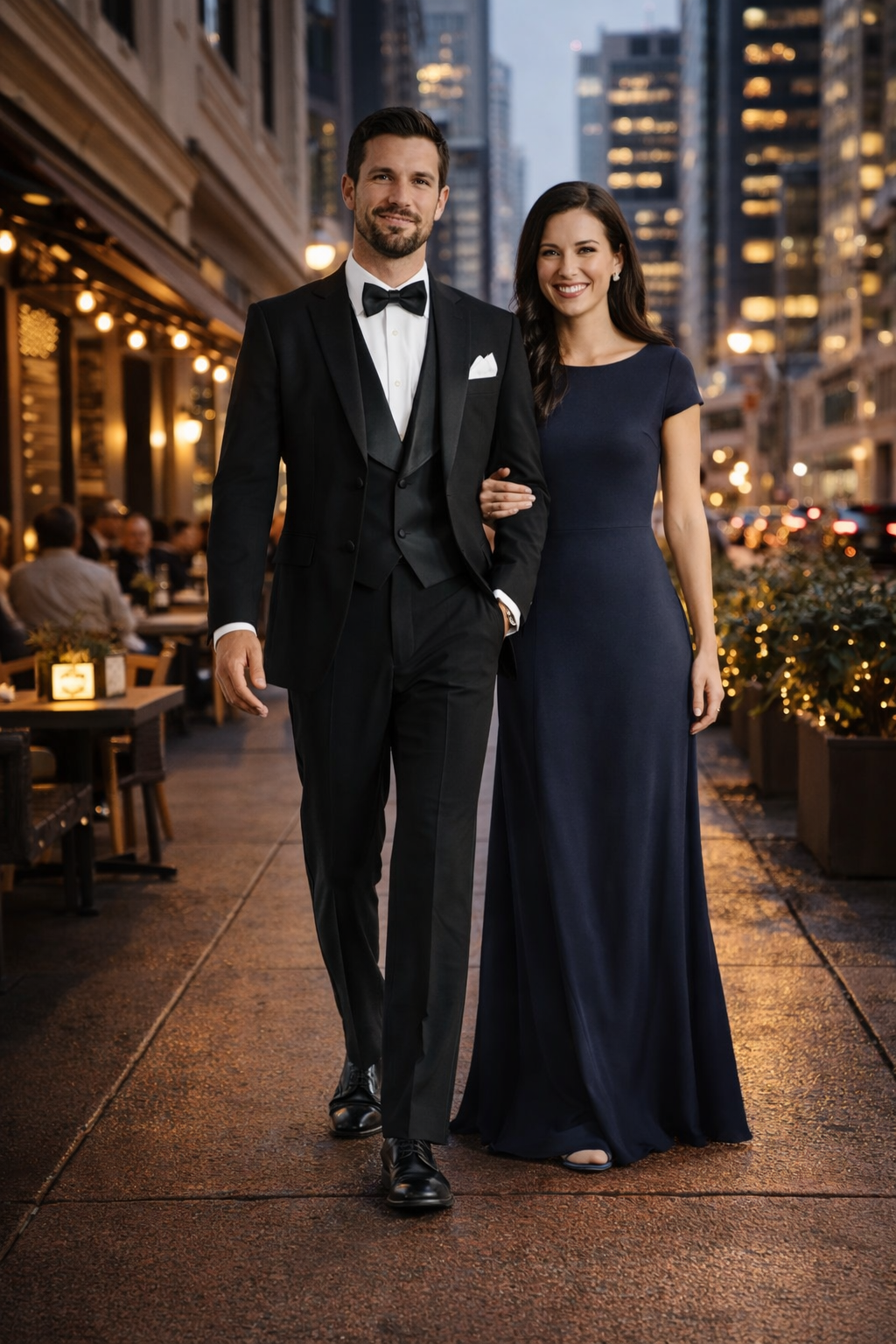 Gatsby Collection Tuxedos With Peaked Lapels Costumes Outfit Male Attire Flap Pockets And Patterned SB Vest - Image 8