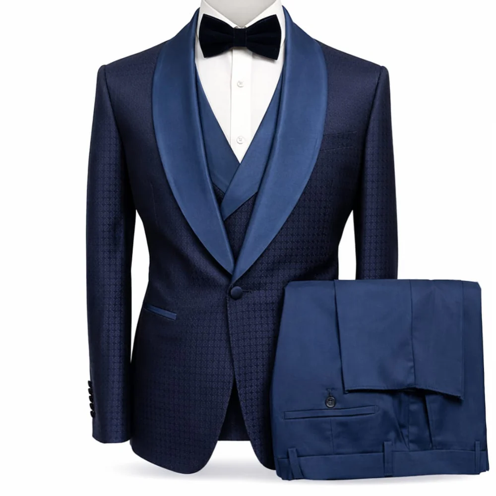 Pinstripe Tuxedo - 1920s Great Gatsby - Shawl Collar Pinstripe Sateen Lapel Double breasted Vest Suit