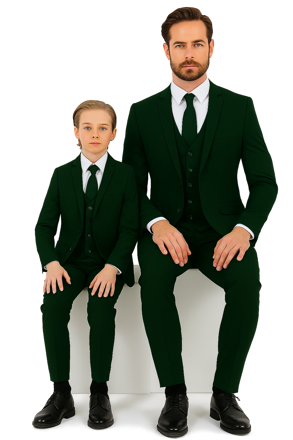 Father and Son Suits - Hunter Green Boys Suit Perry Ellis Vested Boy's Wedding Suit in Hunter Green - Image 5