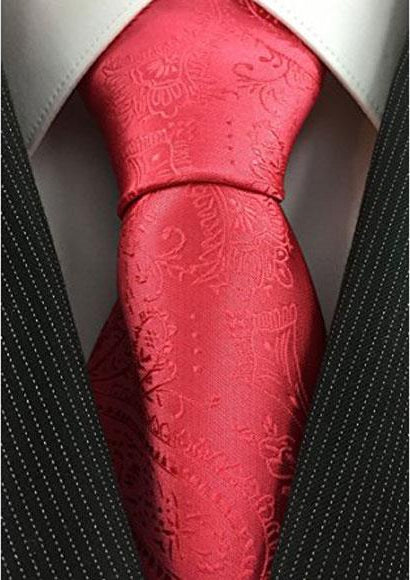 Men's Necktie Salmon ~ Coral Pink color with Fancy Tonal Paisley Woven Fashion Tie-Men's Neck Ties - Mens Dress Tie - Trendy Mens Ties