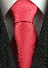 Men's Necktie Salmon ~ Coral Pink color with Fancy Tonal Paisley Woven Fashion Tie-Men's Neck Ties - Mens Dress Tie - Trendy Mens Ties
