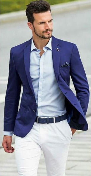 Blue Groom and Groomsmen Wedding Attire