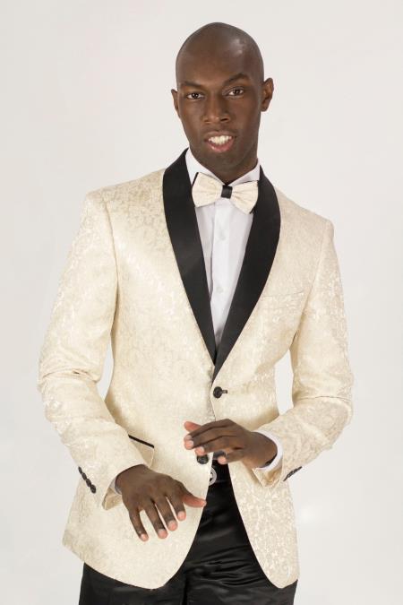 Men's Shawl Lapel Jacket Cream/ Ivory