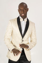 Men's Shawl Lapel Jacket Cream/ Ivory