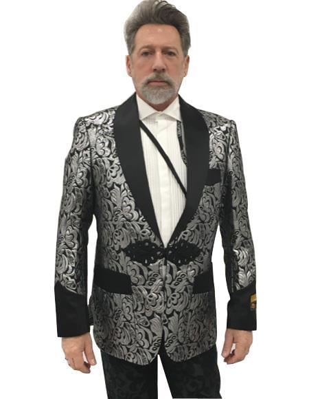 Men's Shawl Lapel Black Flap Front Pocket Suit