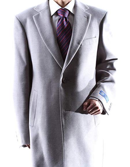 Mens Overcoat Mens Dress Coat Gray Two Button Long Men's Dress Topcoat - Winter coat