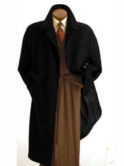 Men's Peak Lapel Diamond Duster Overcoat Black