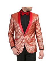 Men's Red and Gold Floral Shawl Collar Tuxedo Dinner Jackets Cheap Priced Blazer Jacket For Men Perfect for Proms & Wedding - Red Tuxedo