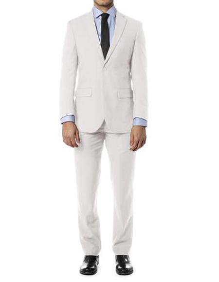 Men's Notch Label Slim Fit Suit White