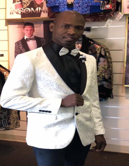 Men's White Shawl Label Cheap Priced Designer Fashion Dress Casual Blazer On Sale One Chest Pocket One Button Blazer
