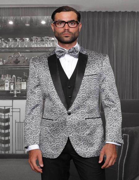 Bellagio Silver 1-Button Notch Tuxedo