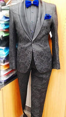 Men's Ash Floral Pattern Shawl Lapel Tuxedo