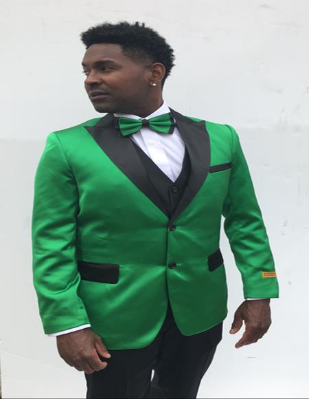 Men's  Peak Label Green and Black Suit