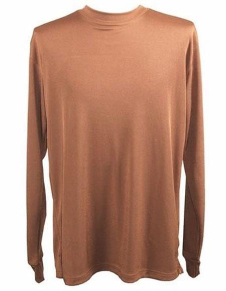 Mock Neck Shirts For Men Brown