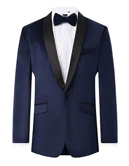 Navy 2 Piece Velvet Tuxedo Regular Fit For Men