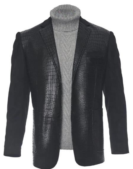 Men's Black Two Button Fashion Dress Casual Blazer
