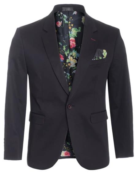 Men'S Cotton Stretch Slim Fit Blazer Black