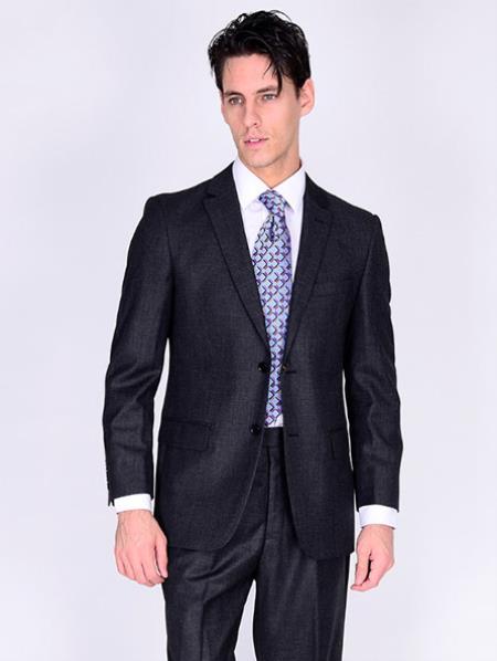 Mantoni Suit Brand Men’s Suit-Solid Gray- High End Suits - High Quality Suits