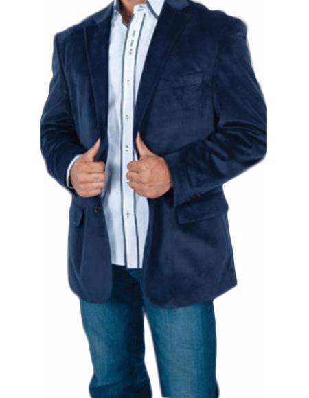 Men's Stylish 2 Button Sport Jacket Navy Blue Discounted Affordable Velvet ~ velour Men's blazer Jacket