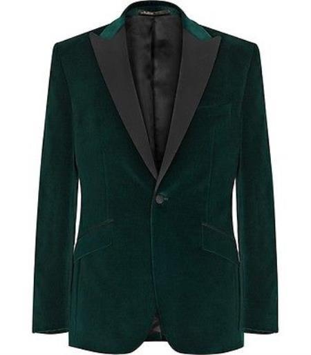 Mens Green Velvet Blazer Men Olive Green Stylish Tuxedo Sports Velour Men'S Blazer Jackets Coat Velvet Fabric Black Lapel