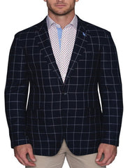 Men's Plaid Blazer Navy