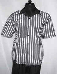 Men's Black 5 Buttons Short Sleeve Walking Suit