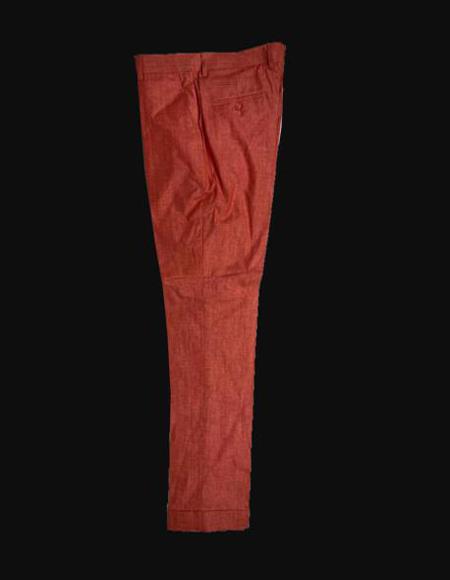 Men's Brick Modern Fit Linen Slacks