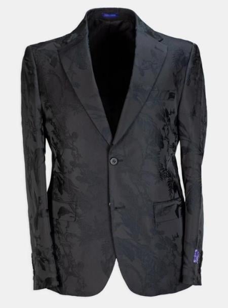 Paisley - Floral Suit (Jacket and Pants) Black - Men's Flower Suit