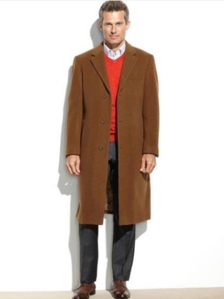 Mens Topcoat Mens Light Brown - Coffee - Vecuna Overcoat