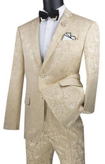 Beige Two Flap Front Pockets Color Suit