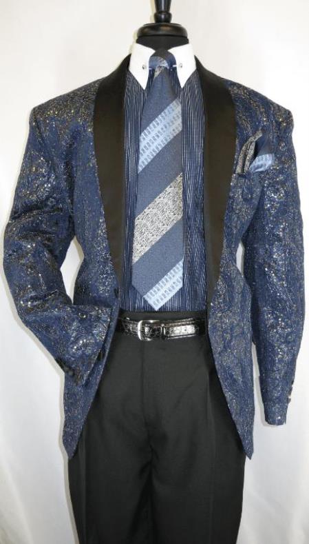 Men'S Navy - Gold 2 Buttons Suit Perfect For Prom