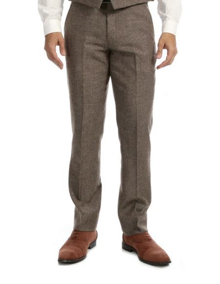 Men's Tweed Pants - Herringbone Pants Taupe - Light Brown - Tan Taupe - Light Brown