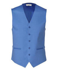 Mens Linen Vest Five Plastic Button Front Blue Vest - Beach Wedding
