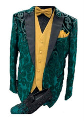 Mens Peak Lapel One Button Green Colour