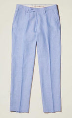 Linen Flat Front Pants — Lt Blue Colors