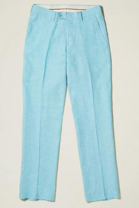 Linen Flat Front Pants — Paradise Sky Colors
