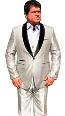 Mens One Button Shawl Lapel Suit Off-White