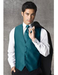 Mens Teal Blue Fashion Tuxedo For Men + Tuxedo Suit + Vest Package
