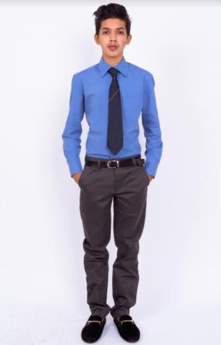 Blue Buttons Closure Collared Neck Fashion Style Outfits