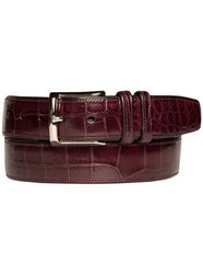 Genuine Alligator Mens Burgundy Belt - Mezlan Brand