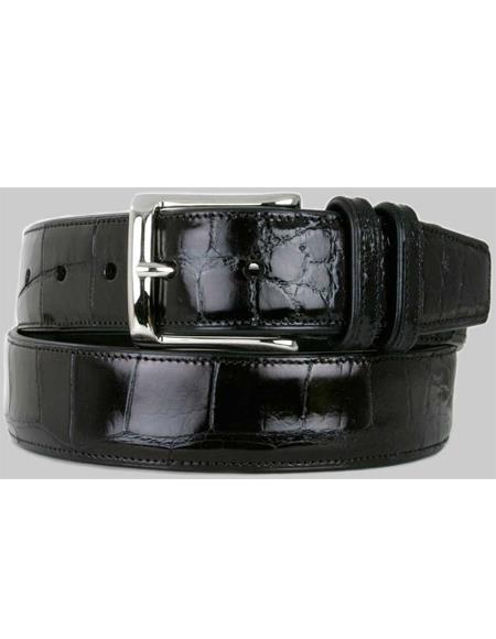 Genuine Alligator Mens Black Belt - Mezlan Brand