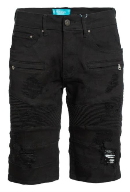 Mens Jet Black Moto Shorts