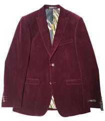 Mens Burgundy Slim Fit Corduroy 3pc Suit