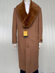 Mens Cashmere Blend Dark Brown Coat Full length - Cashmere Overcoat