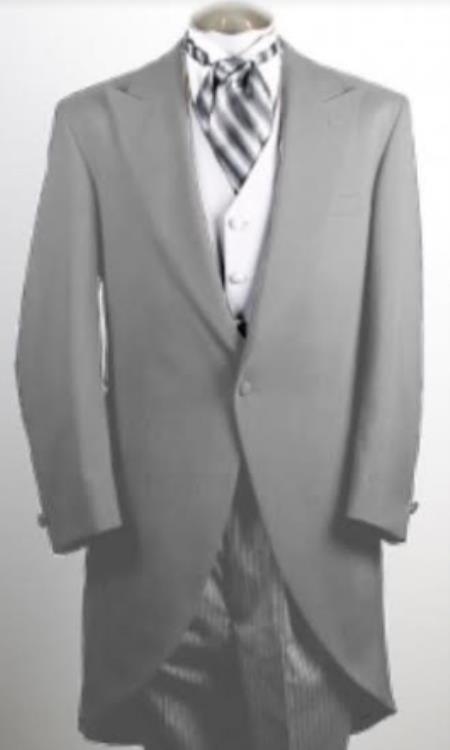 Men'S 100% Worsted Wool Silver Grey Cutaway Jacket With The Tail Suit Tuxedo With Tails Fashion Tuxedo For Men