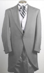 Men'S 100% Worsted Wool Silver Grey Cutaway Jacket With The Tail Suit Tuxedo With Tails Fashion Tuxedo For Men